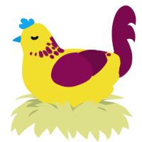 A yellow and wine chicken with a neck-speckle pattern