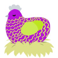 A amethyst and lime chicken with a lace pattern