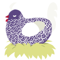A overcast and white chicken with a double-lace pattern