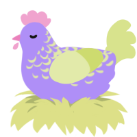 A lilac and lemon chicken with a half-lace pattern