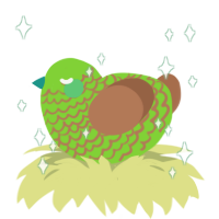 A grass and brown chicken with a lace pattern