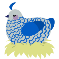 chip, a silver and ultramarine chicken with a lace pattern