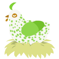 (unnamed), a white and grass chicken with a speckle pattern