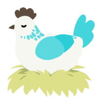 Cirrus, a white and aqua chicken with a neck-speckle pattern
