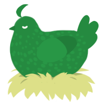 A viridian chicken with a speckle pattern