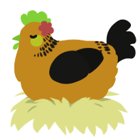 Baked Bean, a ochre and black chicken with a neck-band pattern