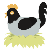 A silver and sable chicken with a head pattern