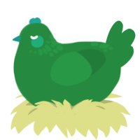 A viridian chicken with a neck-speckle pattern
