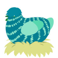 Mimi, a sea and mint chicken with a bar pattern