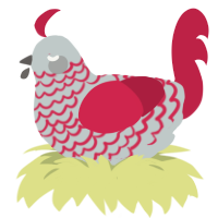 A silver and crimson chicken with a lace pattern