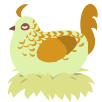 A apple and ochre chicken with a half-lace pattern