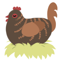 A bark and brown chicken with a half-bar pattern