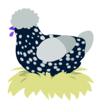 A tumblr and silver chicken with a speckle pattern