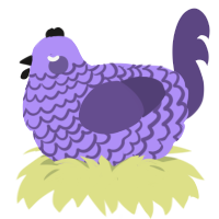 Sweetie, a lilac and overcast chicken with a lace pattern