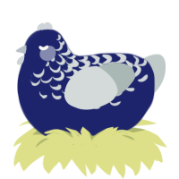 A navy and silver chicken with a half-lace pattern
