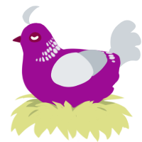 A plum and mist chicken with a neck-band pattern