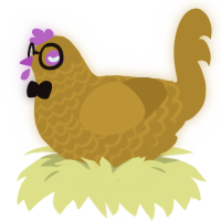 スター, a ochre chicken with a lace pattern