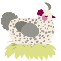 sesame ice cream, a cream and ash chicken with a speckle pattern