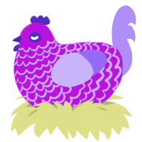 Amelia Amethyst, a amethyst and lilac chicken with a lace pattern