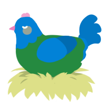 Explorer_exe, a viridian and sapphire chicken with a head pattern