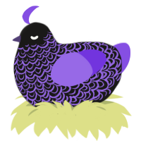 A sable and blurple chicken with a double-lace pattern