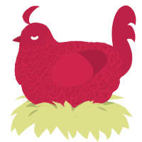 A crimson chicken with a double-lace pattern