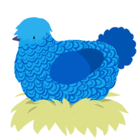pufflicius, a sky and ultramarine chicken with a double-lace pattern