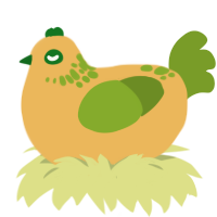 A honey and chartreuse chicken with a neck-speckle pattern