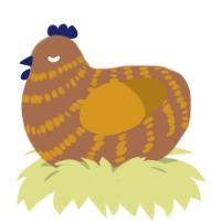 A brown and ochre chicken with a bar pattern