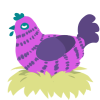 Pinkple, a orchid and overcast chicken with a bar pattern