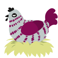 A silver and wine chicken with a bar pattern