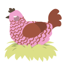 A pink and russet chicken with a lace pattern