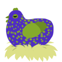 (unnamed), a indigo and chartreuse chicken with a speckle pattern