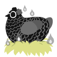 ferrofluid, a black and grey chicken with a lace pattern