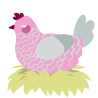 Teacup, a pink and silver chicken with a lace pattern
