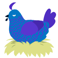 Wiseguy, a sapphire and indigo chicken with a lace pattern