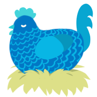 Blue2, a sapphire and cerulean chicken with a lace pattern