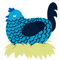 A cerulean and tumblr chicken with a lace pattern