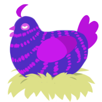 dance, a indigo and amethyst chicken with a bar pattern