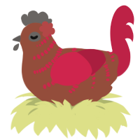 A russet and crimson chicken with a half-bar pattern