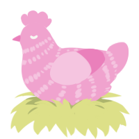Pink Stripes, a pink chicken with a bar pattern