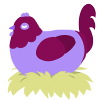 Ham, a lilac and wine chicken with a head pattern