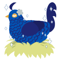 A ultramarine and navy chicken with a lace pattern