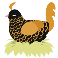 A black and orange chicken with a lace pattern