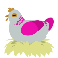 A silver and fuchsia chicken with a neck-band pattern