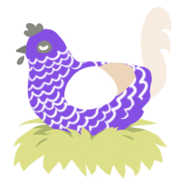 A blurple and cream chicken with a lace pattern