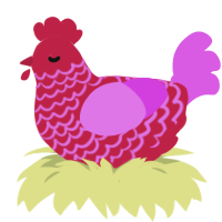 A crimson and orchid chicken with a lace pattern