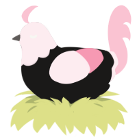 Merope, a sable and rose chicken with a head pattern