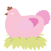 A rose and pink chicken with a lace pattern