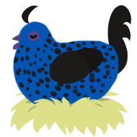 (unnamed), a ultramarine and sable chicken with a speckle pattern
